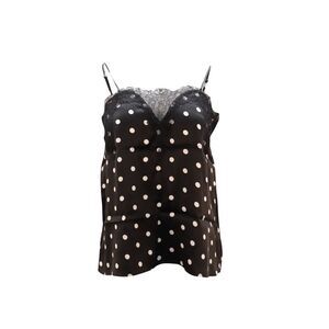 Pre Loved Cami Nyc Vintage Polka Dot Cami Top Lace Detail Women black print Tank